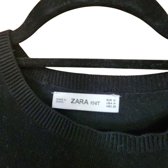 Zara Knit Black Sweater With Buttoned Cuff Details Womens Size M - Picture 3 of 3